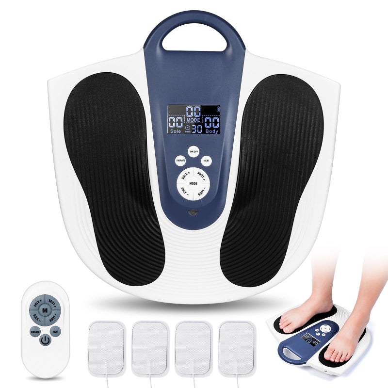 New Circulation Machineï¼ŒFoot Circulation Device, Circulation Booster for Feet and Leg, Cordless TENS & EMS Foot Circulation Machine with Vibration & Heating, 20 Modes +99 Intensity